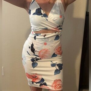 Floral Women's Cutout Bodycon Dress